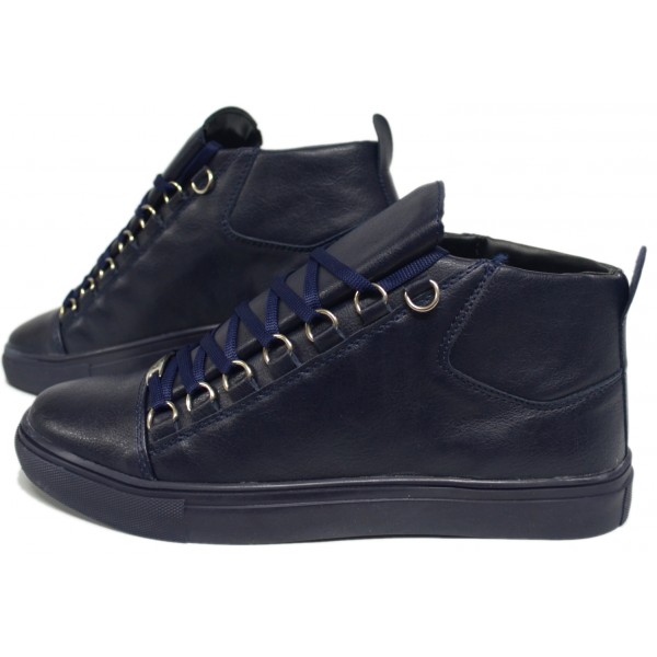 Heren Blauwe Hoge Sneaker Heren Blauwe Hoge Sneaker